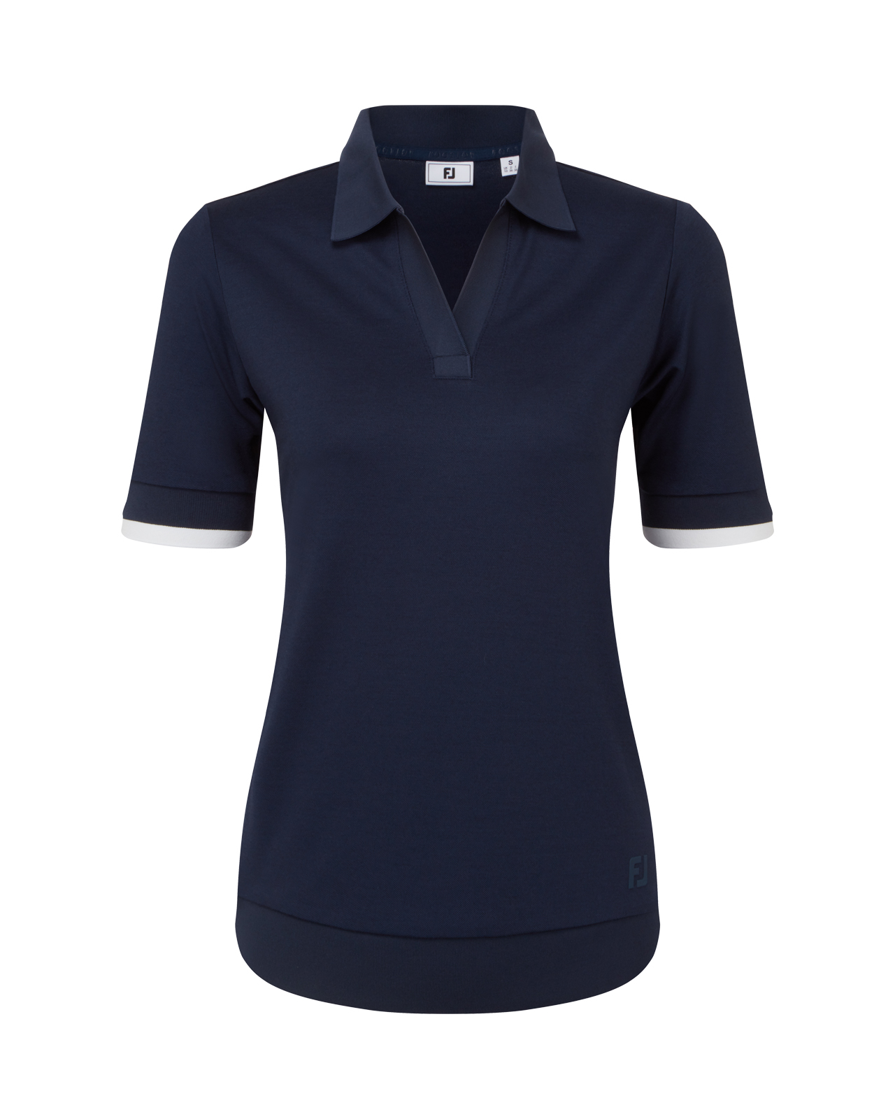 Texture Knit, Polo, Dames - navy_white